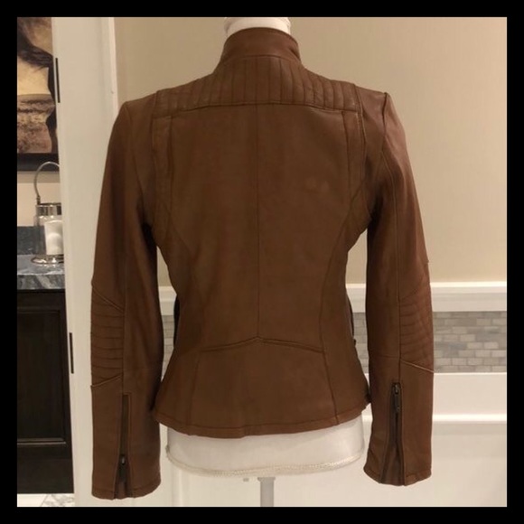 Michael Kors Lambskin Leather Motorcycle Jacket - Picture 6 of 6